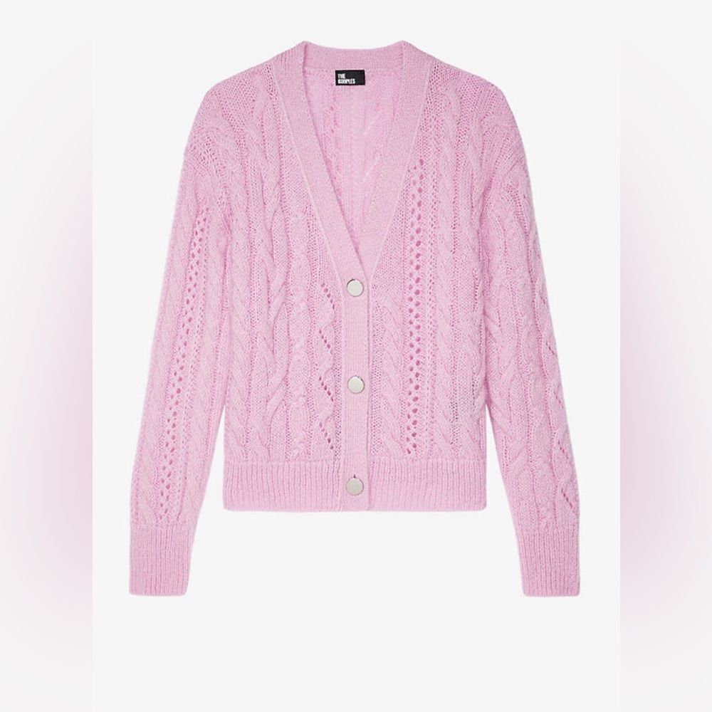 The Kooples Pink Cable Knit oversized Cardigan. NWT L